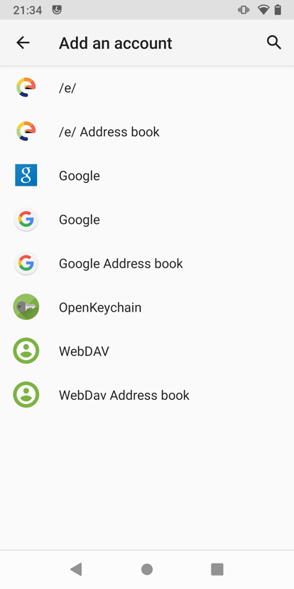 Add new account Add new account screen