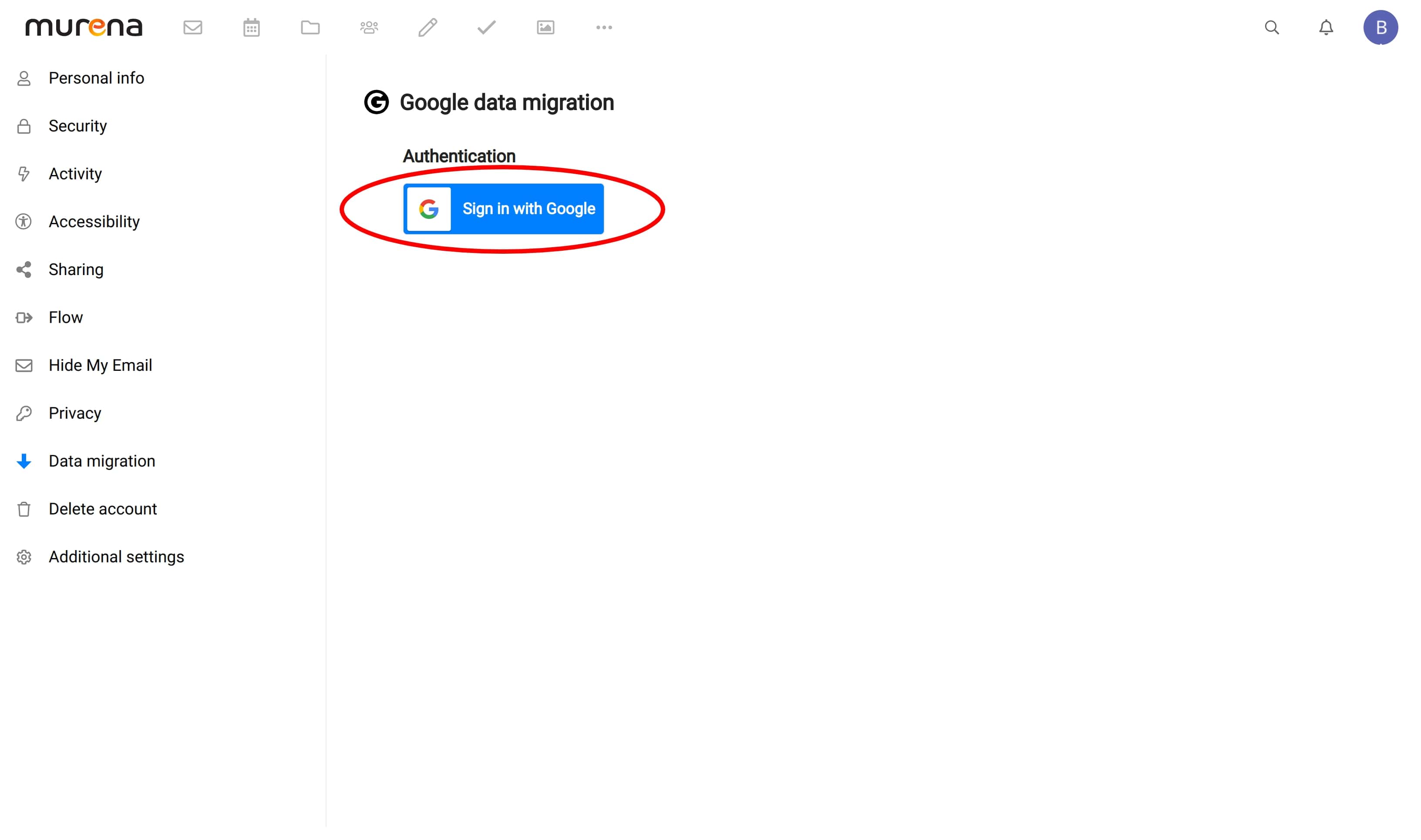 screen showing how to sign in with Google