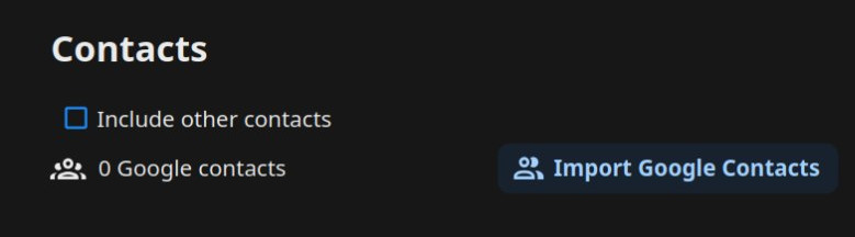 Screen showing Import Google Contacts button