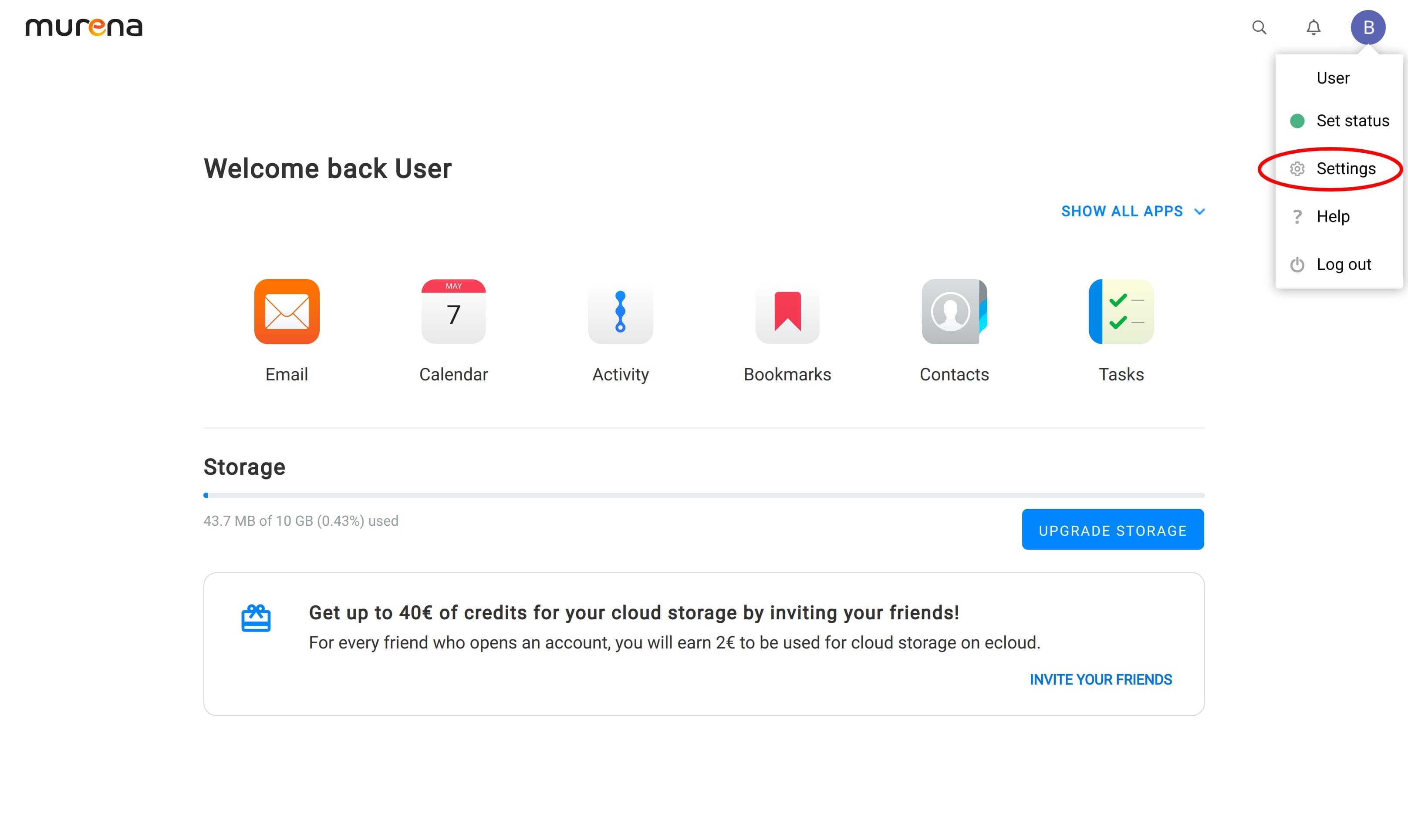 screen showing how to access Settings