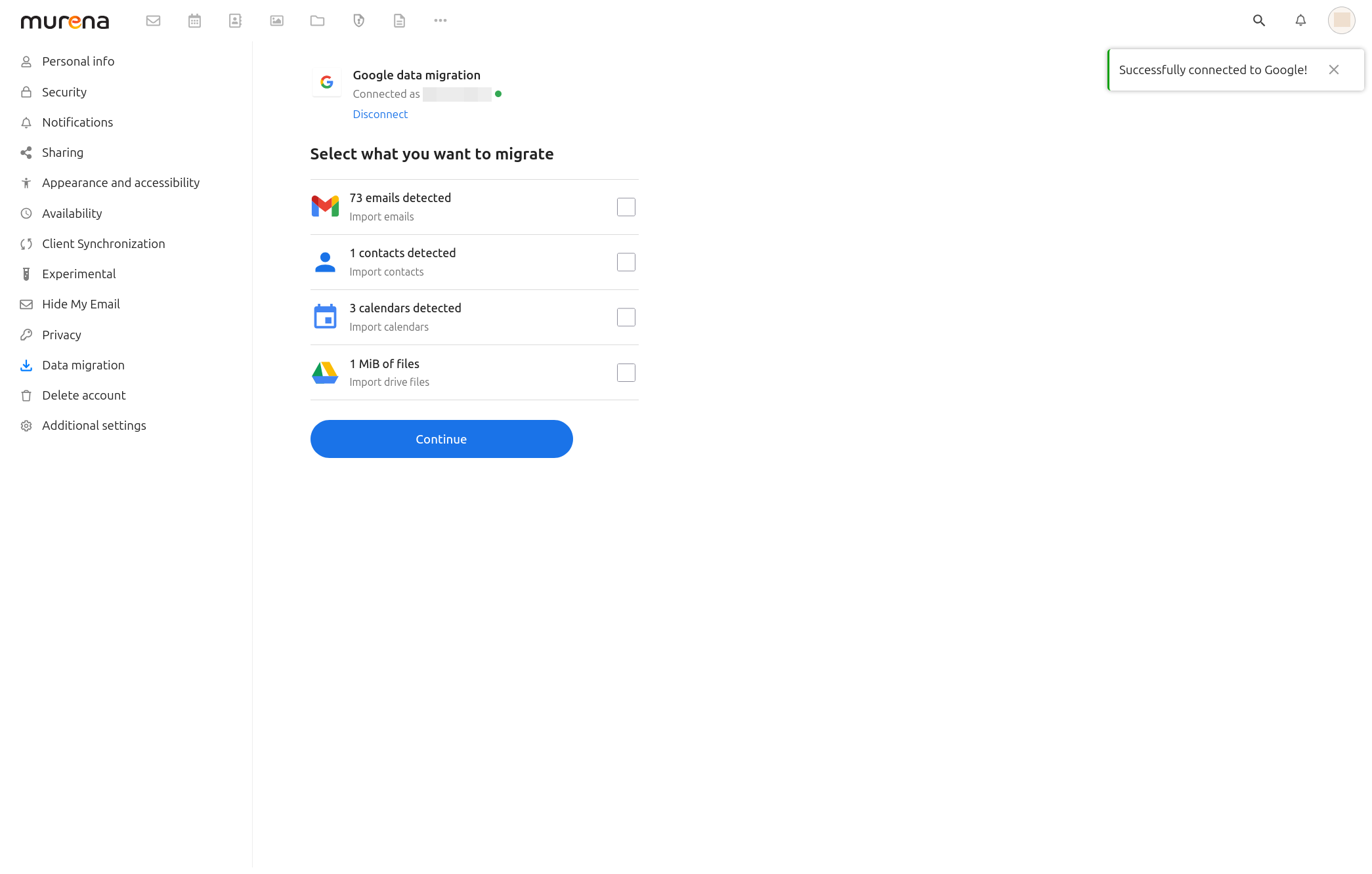 Detected Google data types